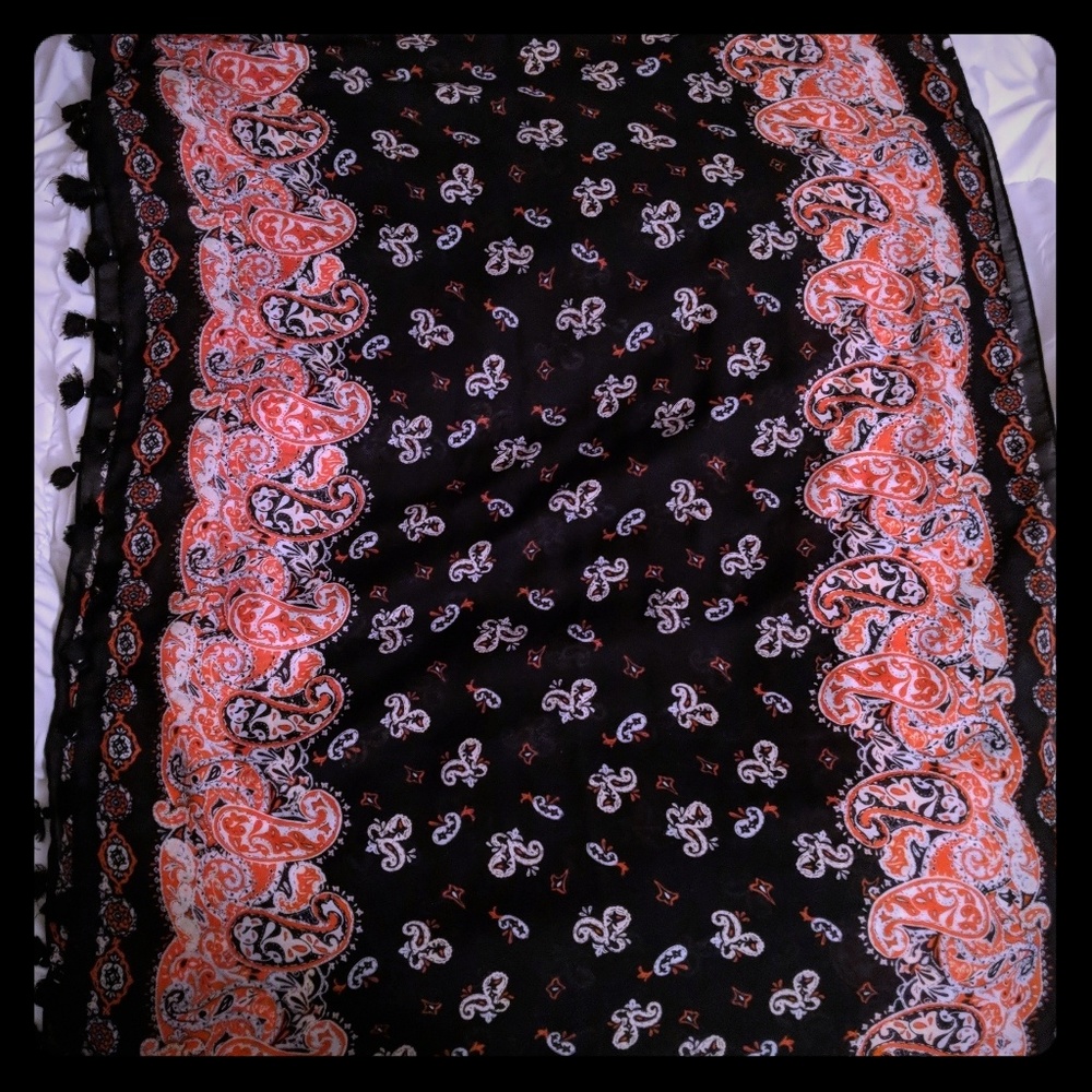 Paisley Infinity Scarf w Tassles - Ann Taylor Loft